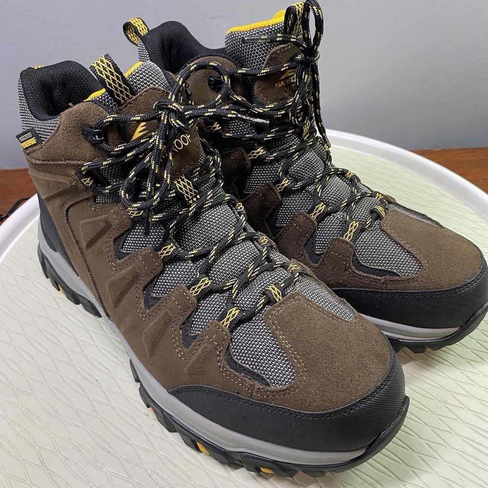 SKECHERS Men's Waterproof Rickter Branson Hiking Boots Brown US10-UK9-EUR43. EUC